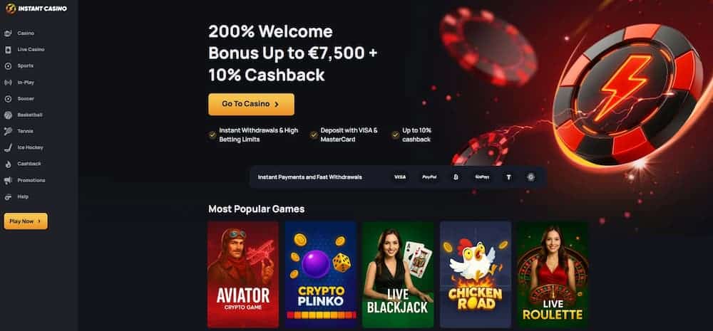 Instant Casino Homepage